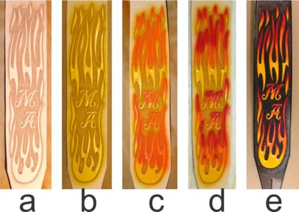 The entire sequence of steps used in coloring the flames.